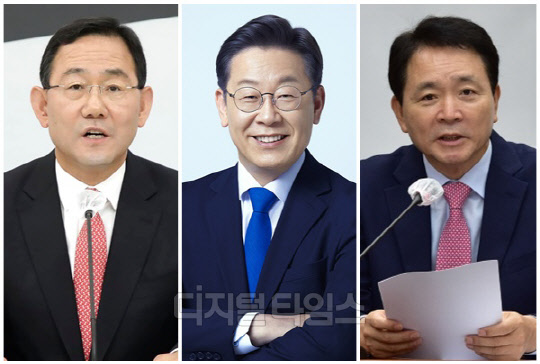 (왼쪽부터) 주호영 국민의힘 원내대표, 이재명 더불어민주당 대표, 성일종 국민의힘 정책위의장. <디지털타임스 DB, 민주당 제공, 연합뉴스>